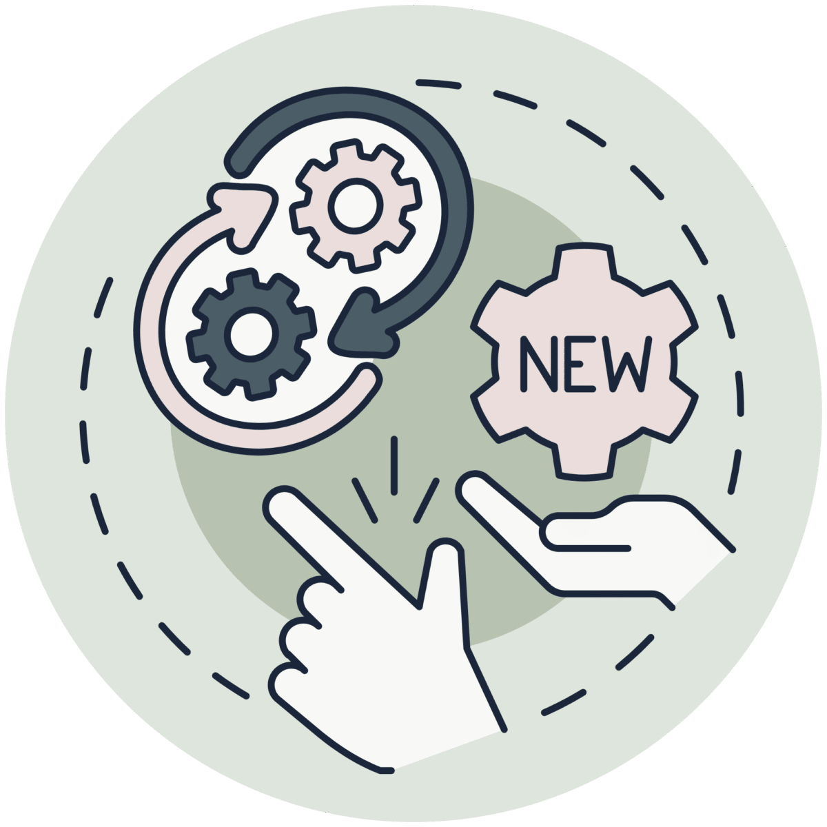 “Icon of gears and leaves showing personal resilience, growth, and adapting to change.”