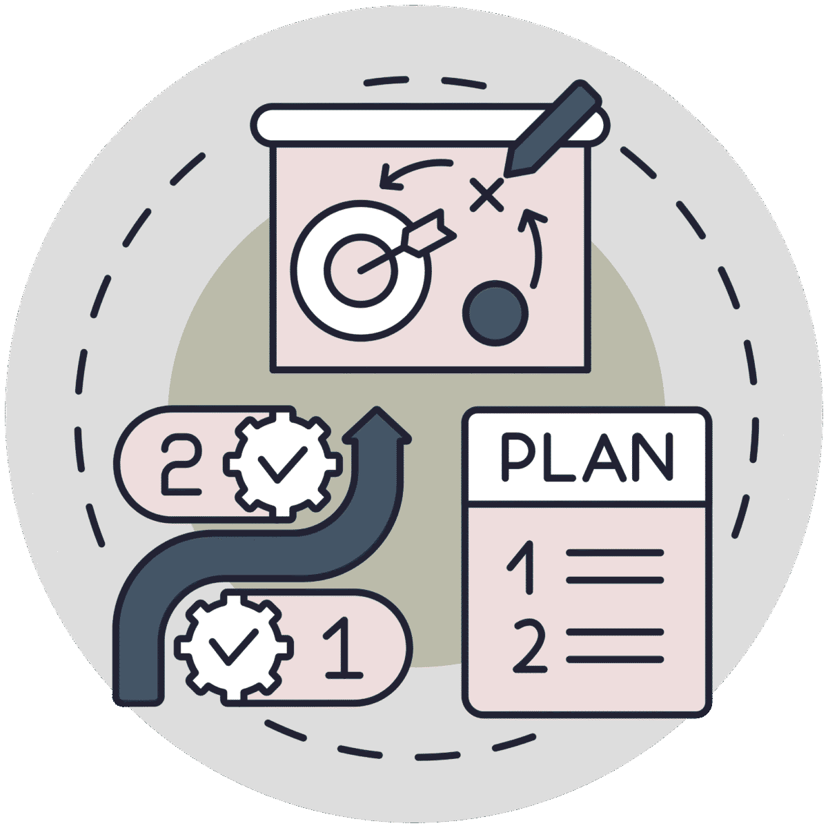 “Icon of a plan and checklist representing work-life balance, purpose, and intentional living.”