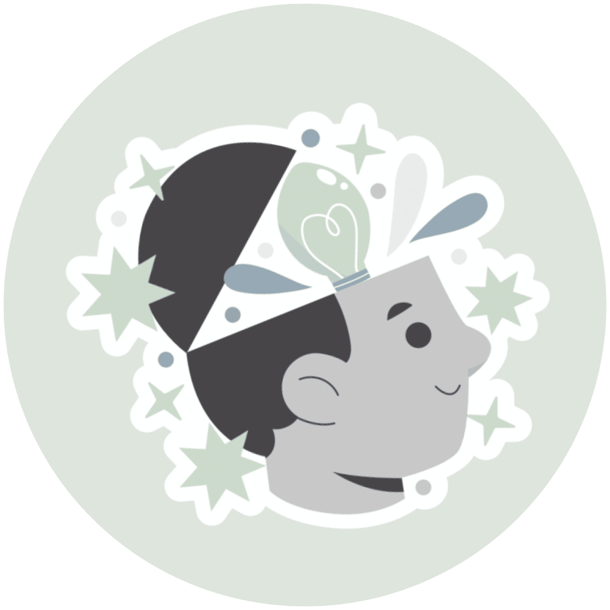 “Icon of a person with paintbrush and flowers representing creativity, expression, and inspiration.”